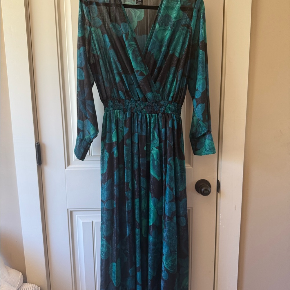 Elegant Teal Floral Dress